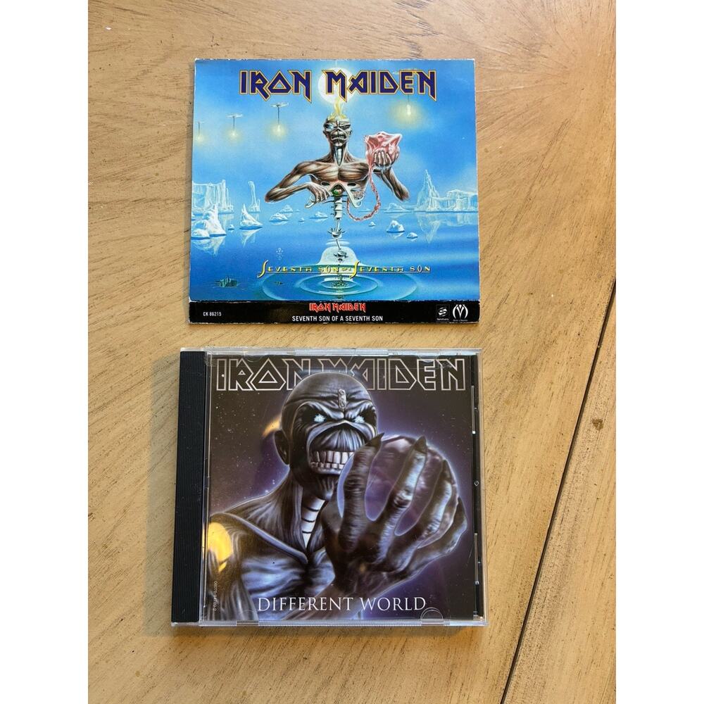 2 - Iron Maiden CDs Seventh Son of a Seventh Album, Different World Single Lot 2